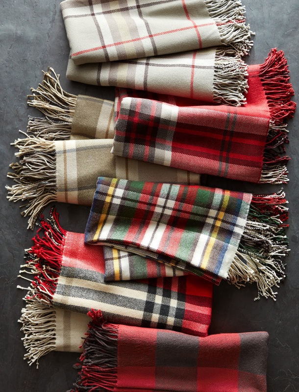 Assortment of plaid throws